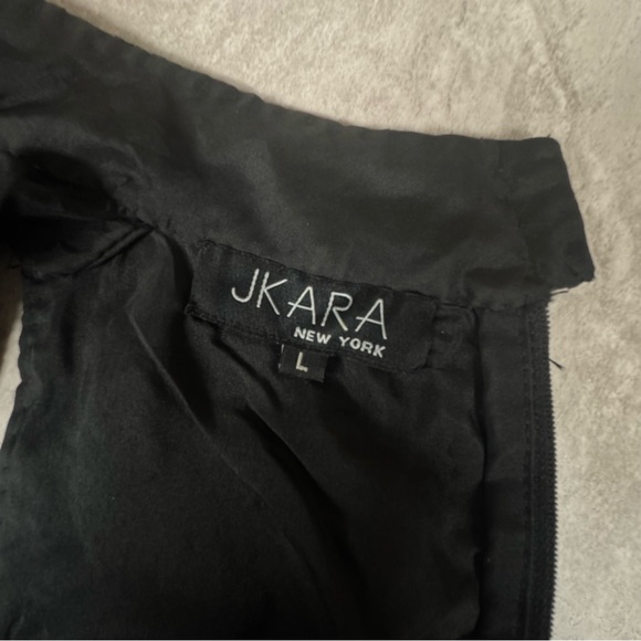 90’s J KARA Beaded Flower High Neck Top Black Elegant Evening Chic Sleeveless L - Picture 5 of 14